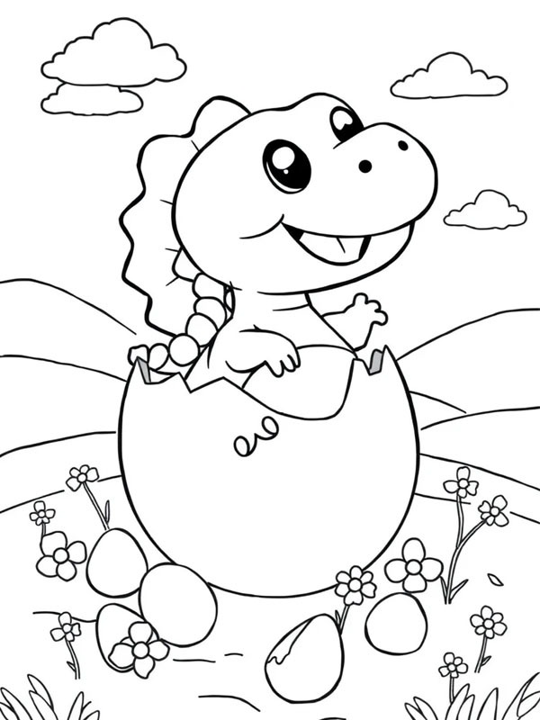 Dinossauro saindo do ovo Desenho para Colorir Dinossauro saindo do ovo Desenho para Colorir