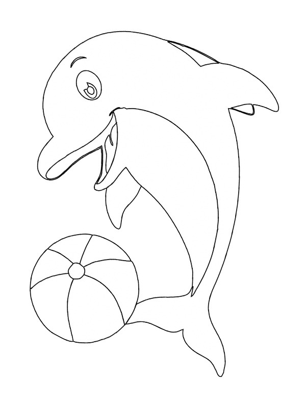 Golfinho com uma bola Desenho para Colorir Golfinho com uma bola Desenho para Colorir