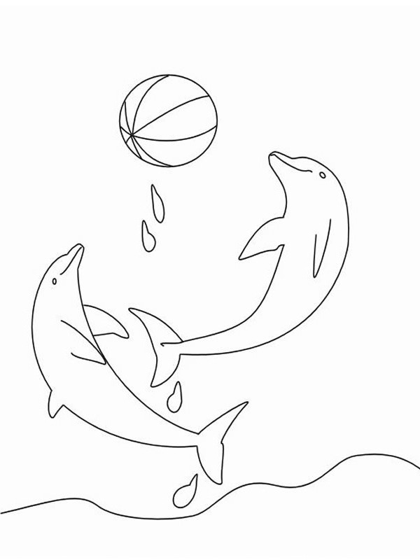 Golfinhos brincando com uma bola Desenho para Colorir Golfinhos brincando com uma bola Desenho para Colorir