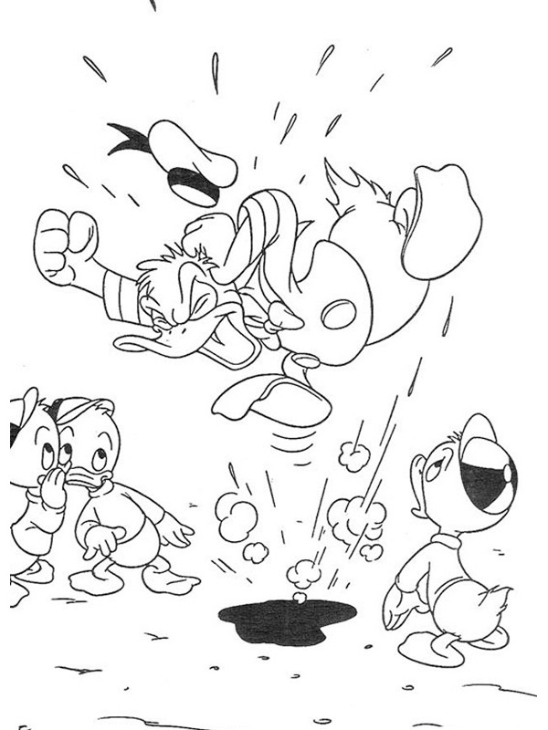 Pato Donald bravo com Huguinho, Zezinho e Luizinho Desenho para Colorir Pato Donald bravo com Huguinho, Zezinho e Luizinho Desenho para Colorir