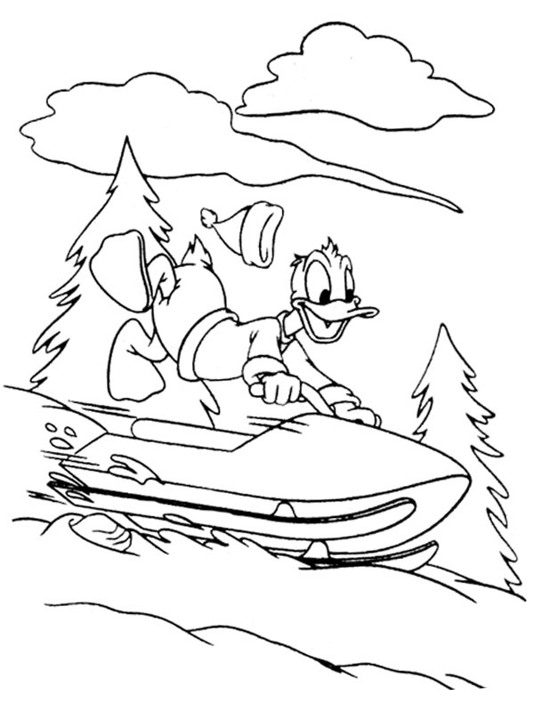Donald Duck na moto de neve Desenho para Colorir Donald Duck na moto de neve Desenho para Colorir