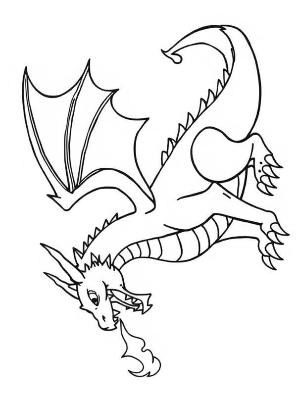 Dragão cuspindo fogo Desenho para Colorir Dragão cuspindo fogo Desenho para Colorir
