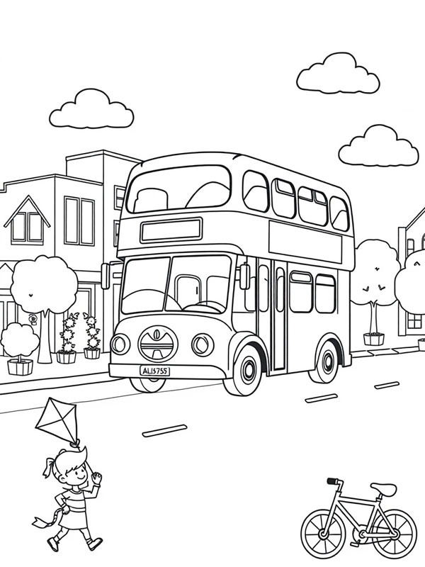 Ônibus de dois andares Desenho para Colorir Ônibus de dois andares Desenho para Colorir