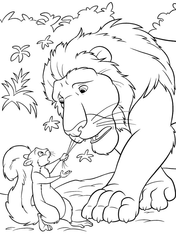 Benny, o esquilo, e Sansão, o leão Desenho para Colorir Benny, o esquilo, e Sansão, o leão Desenho para Colorir