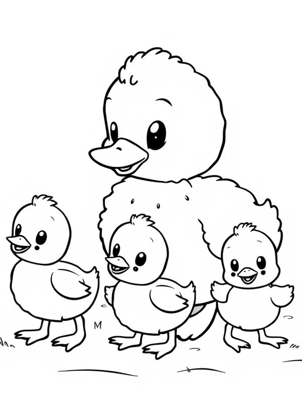 Pata com seu filhote Desenho para Colorir Pata com seu filhote Desenho para Colorir