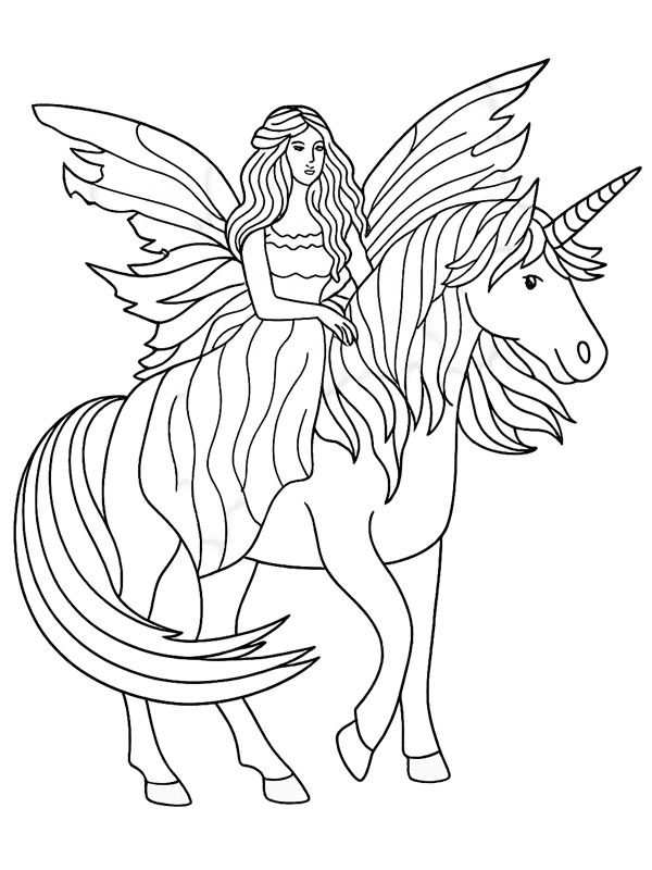 Unicórnio e fada Desenho para Colorir Unicórnio e fada Desenho para Colorir