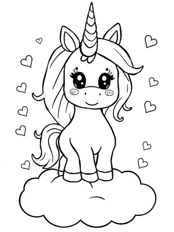 Unicórnio em uma nuvem Desenho para Colorir Unicórnio em uma nuvem Desenho para Colorir