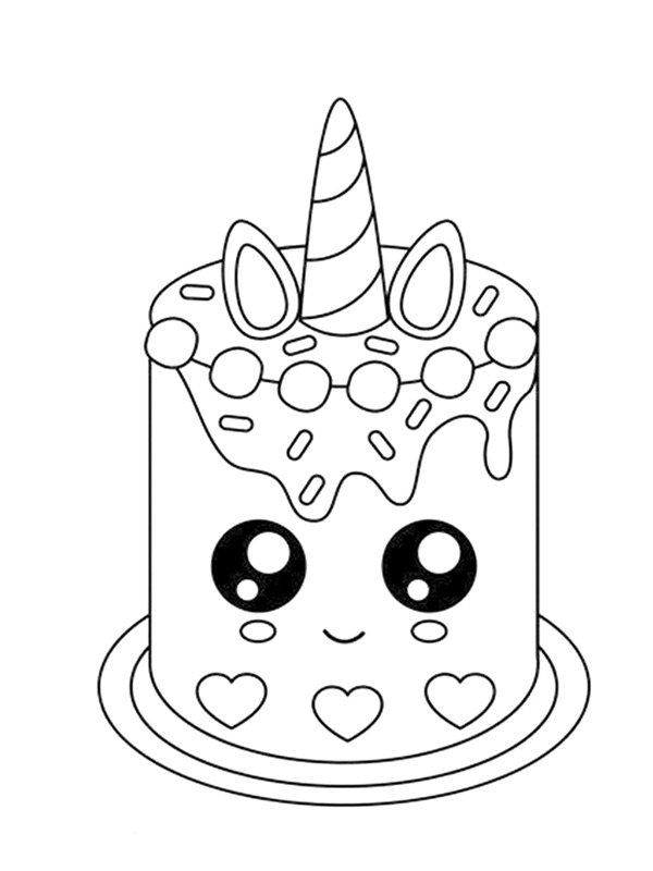 Bolo de unicórnio Desenho para Colorir Bolo de unicórnio Desenho para Colorir