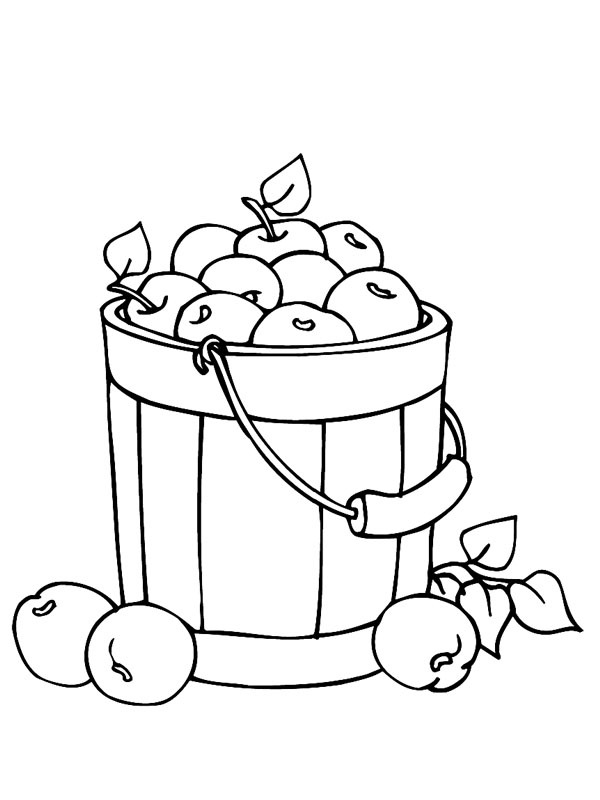 Balde com maçãs Desenho para Colorir Balde com maçãs Desenho para Colorir
