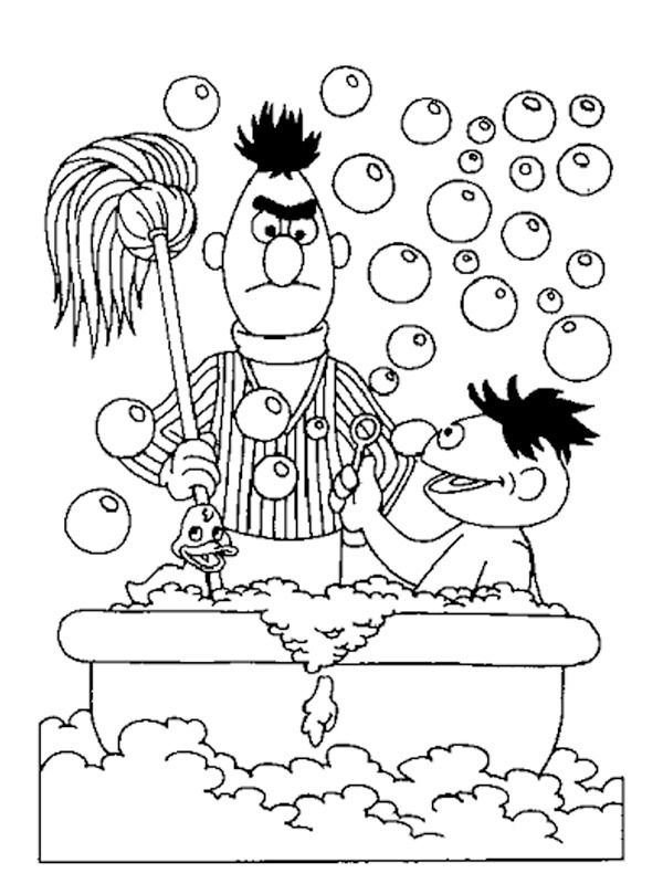 Ênio tomando banho Desenho para Colorir Ênio tomando banho Desenho para Colorir