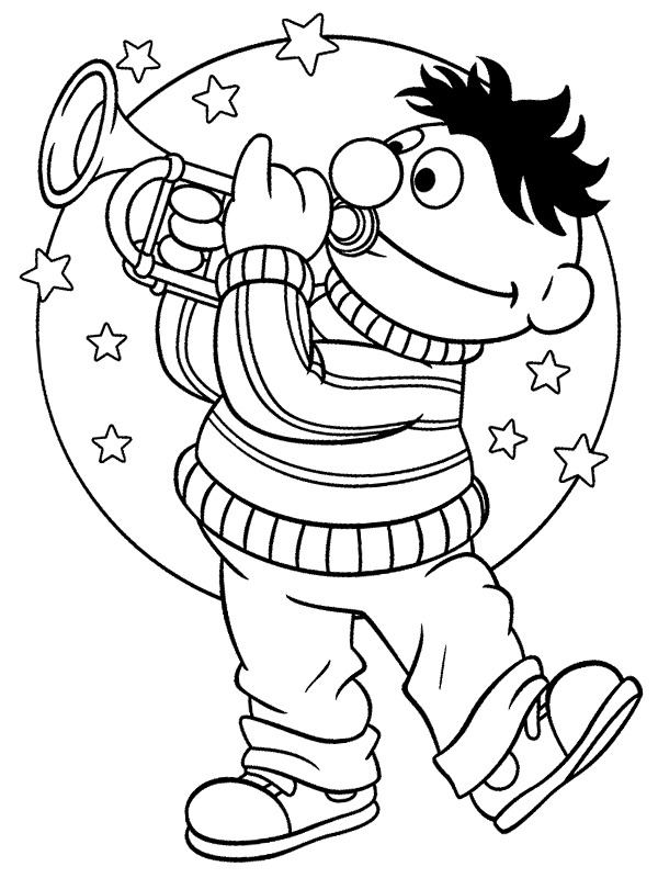 Ênio tocando trompete Desenho para Colorir Ênio tocando trompete Desenho para Colorir