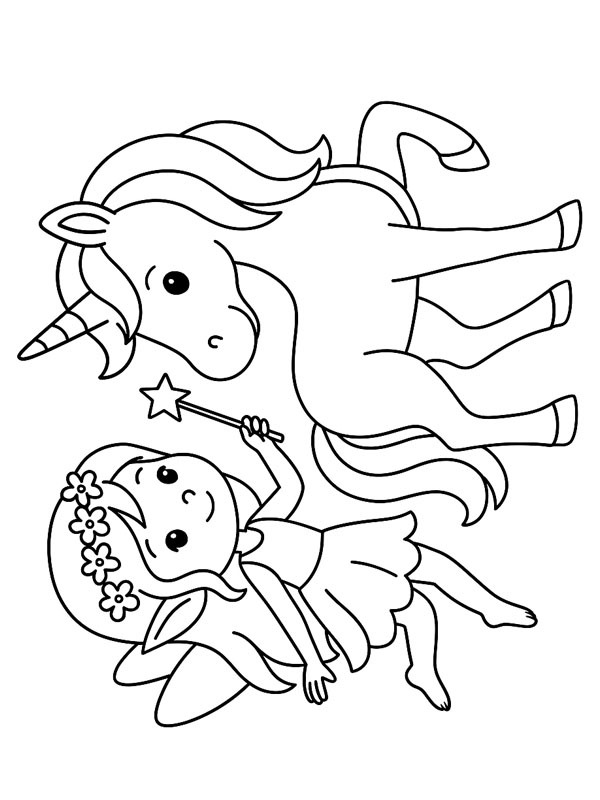 Fada e unicórnio Desenho para Colorir Fada e unicórnio Desenho para Colorir
