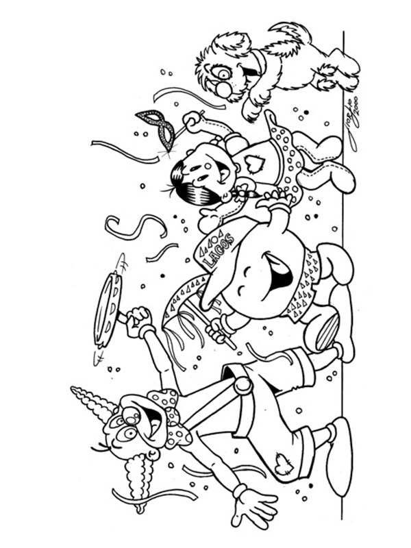 Comemorando o carnaval Desenho para Colorir Comemorando o carnaval Desenho para Colorir
