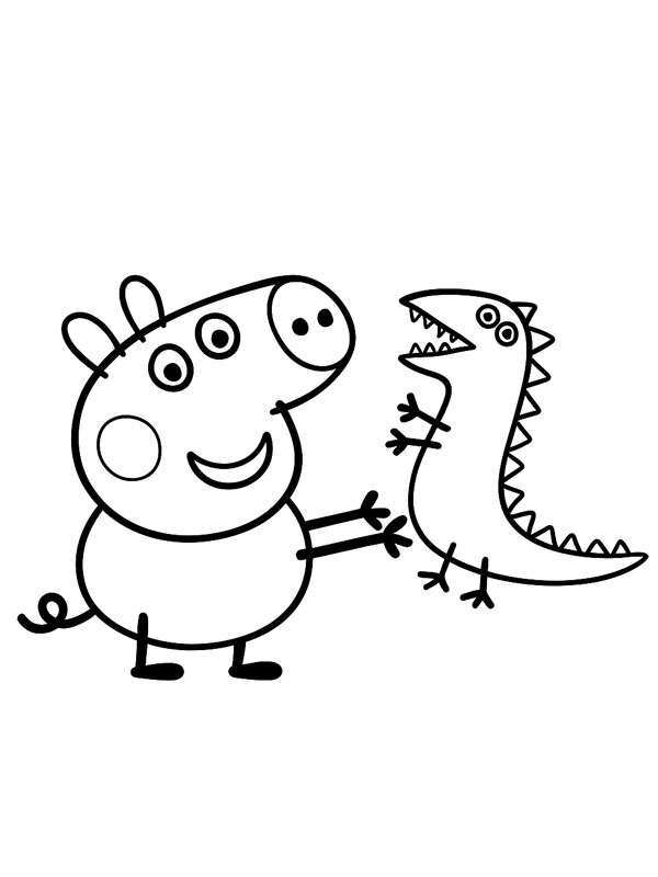 Sr. Dinossauro e George Pig Desenho para Colorir Sr. Dinossauro e George Pig Desenho para Colorir