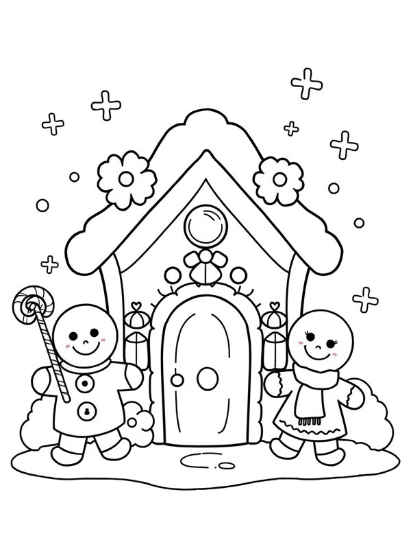 Boneco de gengibre na casa de Natal Desenho para Colorir Boneco de gengibre na casa de Natal Desenho para Colorir