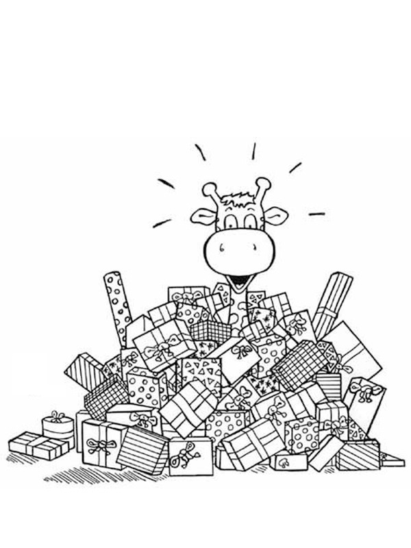 Girafa com presentes Desenho para Colorir Girafa com presentes Desenho para Colorir
