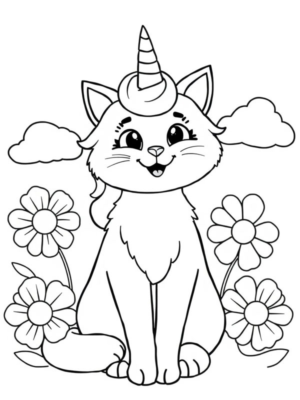 Gato unic&oacute;rnio engra&ccedil;ado Desenho para Colorir