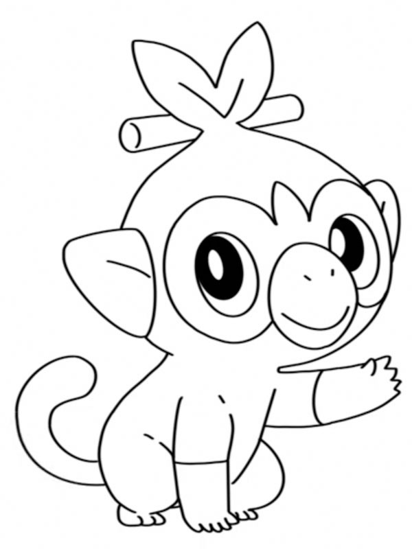 Grookey (Pokémon) Desenho para Colorir Grookey (Pokémon) Desenho para Colorir