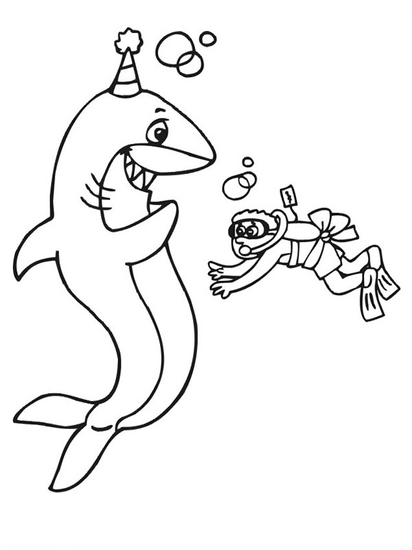 Aniversário do tubarão Desenho para Colorir Aniversário do tubarão Desenho para Colorir