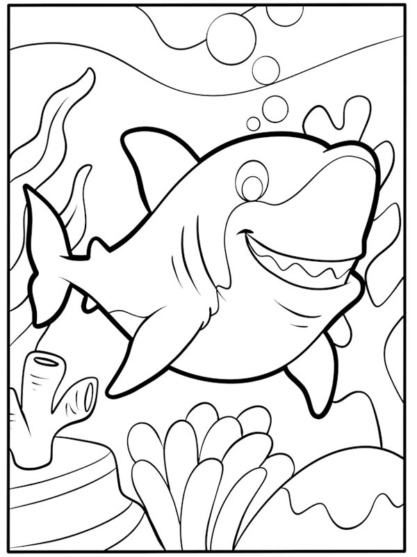 Tubarão debaixo d’água Desenho para Colorir Tubarão debaixo d’água Desenho para Colorir