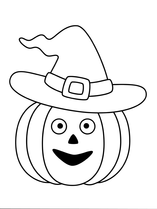 Abóbora de Halloween com chapéu de bruxa Desenho para Colorir Abóbora de Halloween com chapéu de bruxa Desenho para Colorir
