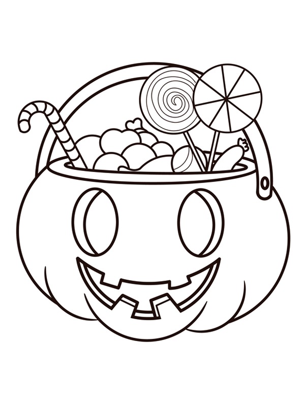Abóbora de Halloween com doces Desenho para Colorir Abóbora de Halloween com doces Desenho para Colorir