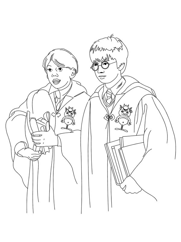 Harry Potter e Ron Weasley Desenho para Colorir Harry Potter e Ron Weasley Desenho para Colorir