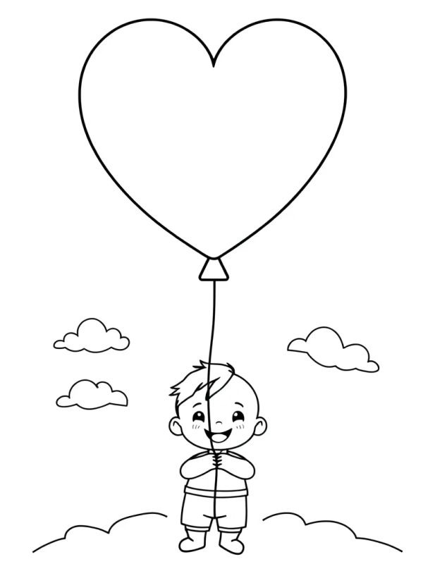 Balão de coração Desenho para Colorir Balão de coração Desenho para Colorir