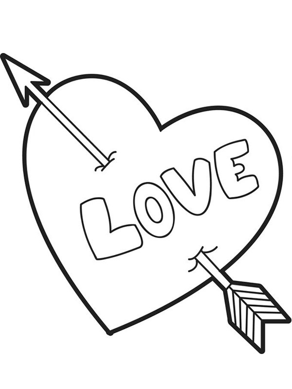 Coração com seta Desenho para Colorir Coração com seta Desenho para Colorir
