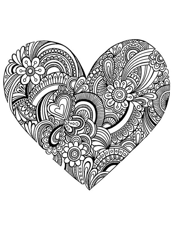 Coração com flores Desenho para Colorir Coração com flores Desenho para Colorir