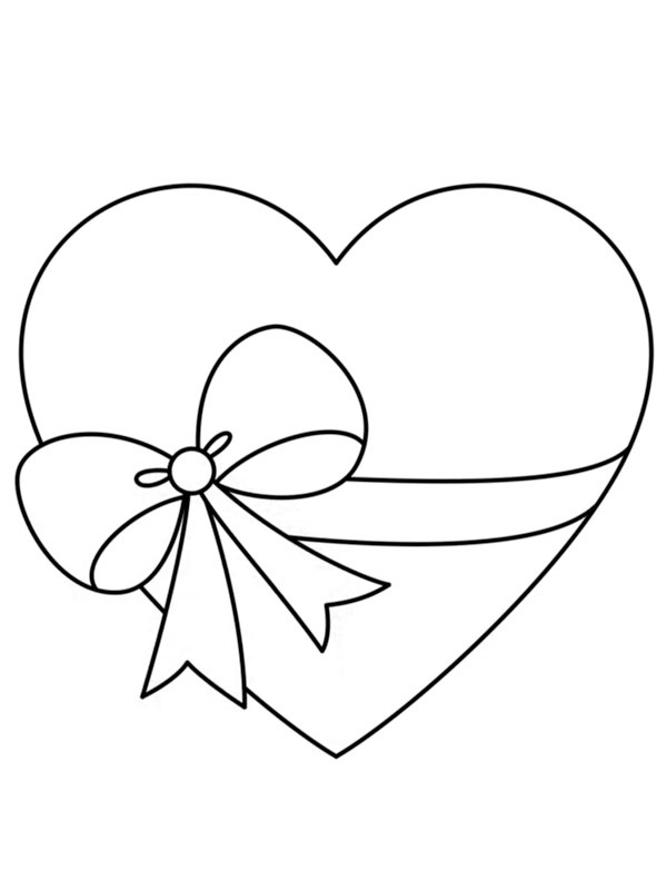 Coração com laço Desenho para Colorir Coração com laço Desenho para Colorir