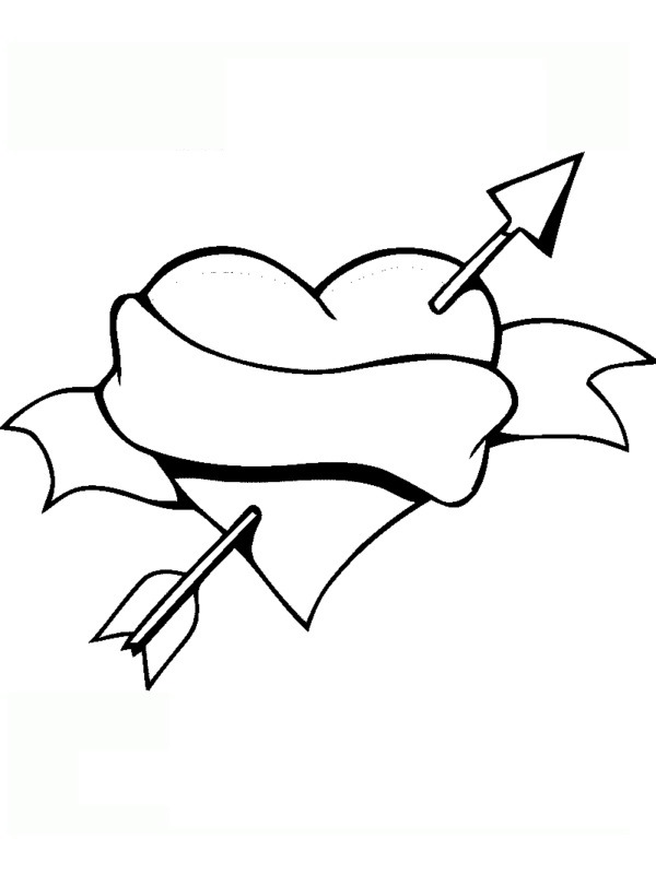 Coração com flecha de Cupido Desenho para Colorir Coração com flecha de Cupido Desenho para Colorir