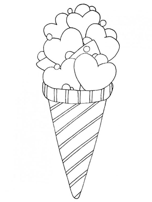 Sorvete em forma de coração Desenho para Colorir Sorvete em forma de coração Desenho para Colorir