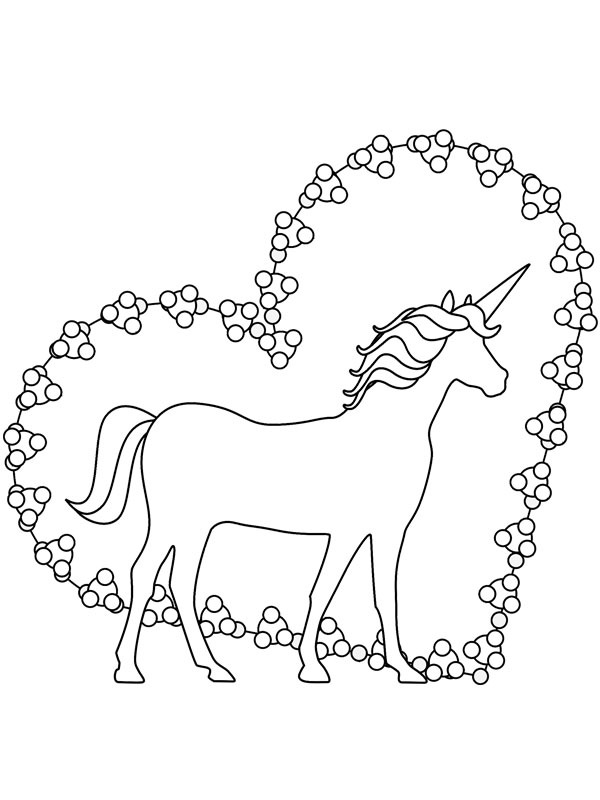 Coração de unicórnio Desenho para Colorir Coração de unicórnio Desenho para Colorir