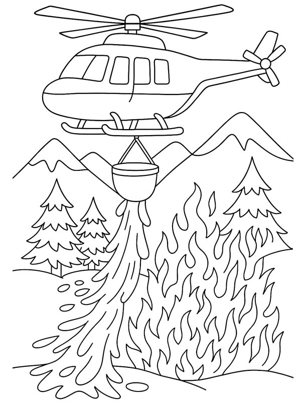 Helicóptero apaga incêndio florestal Desenho para Colorir Helicóptero apaga incêndio florestal Desenho para Colorir