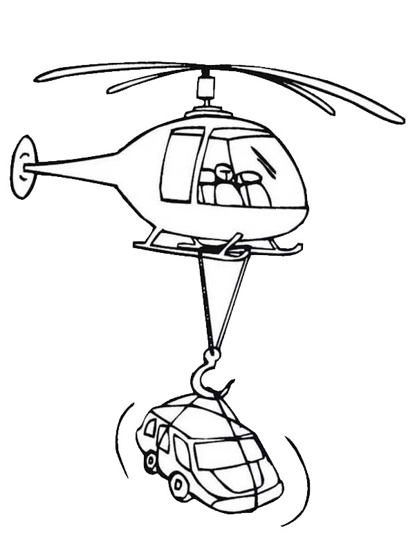 Helicóptero rebocando carro Desenho para Colorir Helicóptero rebocando carro Desenho para Colorir