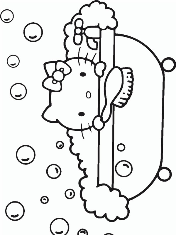 Hello Kitty no banho Desenho para Colorir Hello Kitty no banho Desenho para Colorir