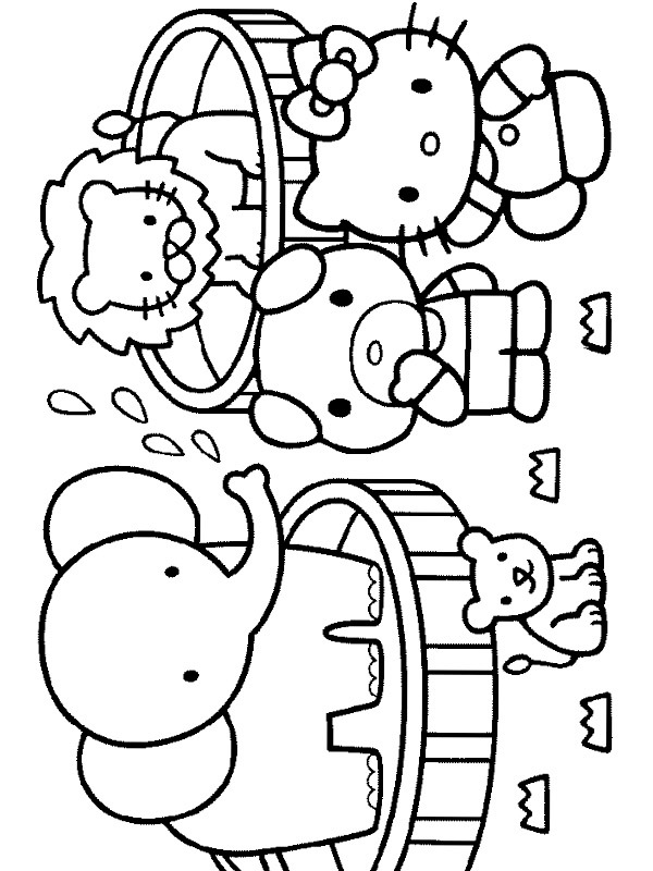 Hello Kitty no zoológico Desenho para Colorir Hello Kitty no zoológico Desenho para Colorir