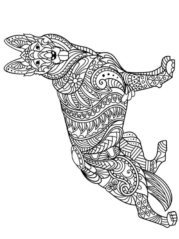 Pastor-alemão para adultos Desenho para Colorir Pastor-alemão para adultos Desenho para Colorir