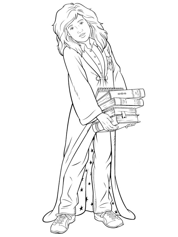 Hermione Granger com livros Desenho para Colorir Hermione Granger com livros Desenho para Colorir