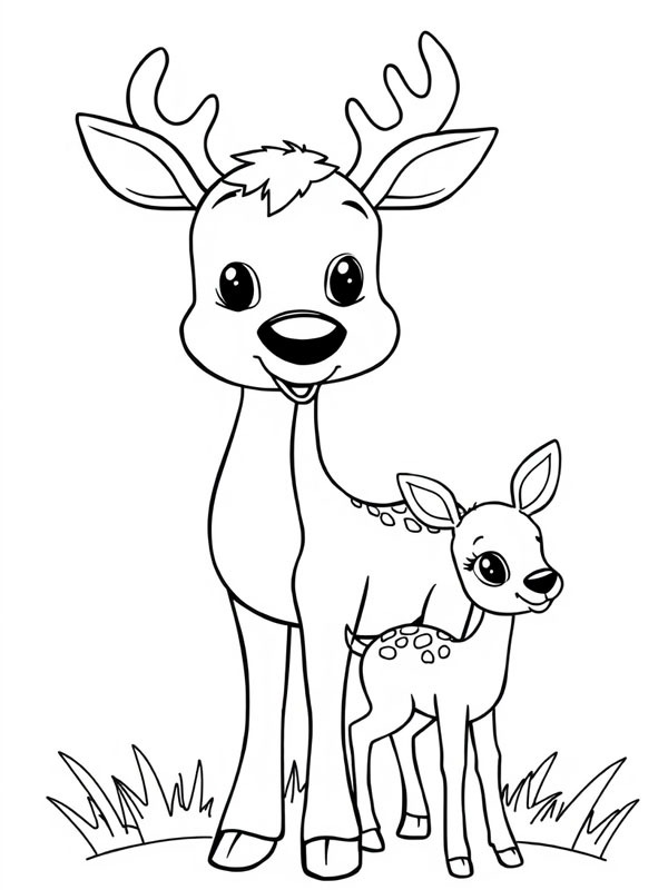 Cervo com filhote Desenho para Colorir Cervo com filhote Desenho para Colorir