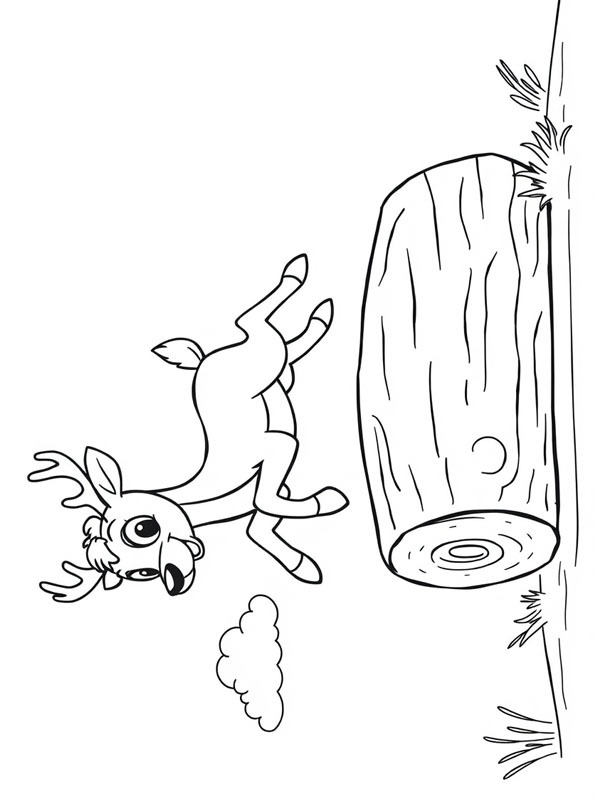 Cervo pulando sobre um tronco Desenho para Colorir Cervo pulando sobre um tronco Desenho para Colorir