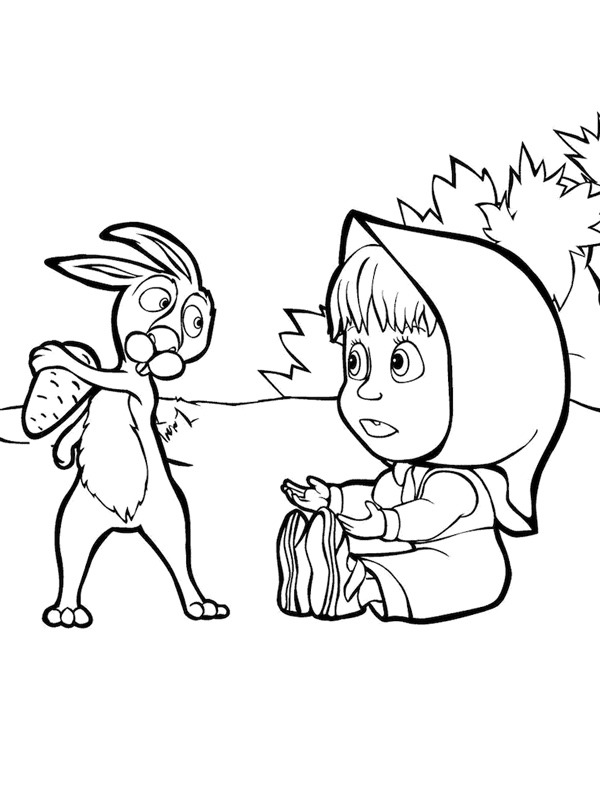 O coelho e a Masha Desenho para Colorir O coelho e a Masha Desenho para Colorir