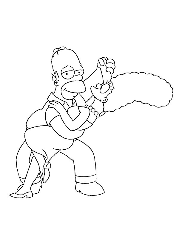 Homer e Marge Simpson dançando Desenho para Colorir Homer e Marge Simpson dançando Desenho para Colorir