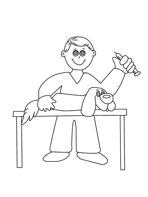 Cachorro no veterinário Desenho para Colorir Cachorro no veterinário Desenho para Colorir