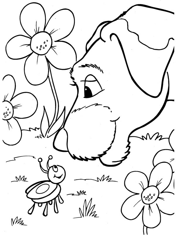 Cachorro e joaninha Desenho para Colorir Cachorro e joaninha Desenho para Colorir