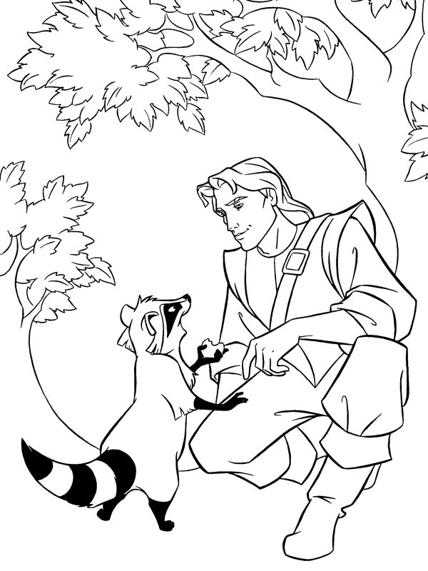 John Smith e Meeko Desenho para Colorir John Smith e Meeko Desenho para Colorir