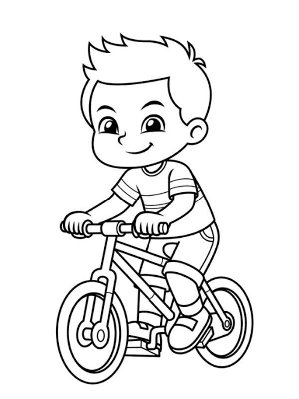 Menino na bicicleta Desenho para Colorir Menino na bicicleta Desenho para Colorir