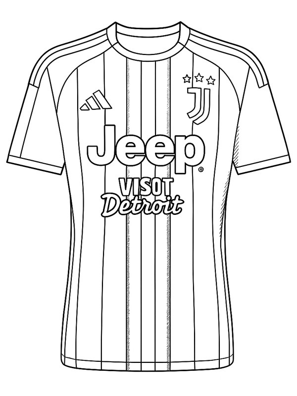 Camisa de futebol do Juventus Desenho para Colorir Camisa de futebol do Juventus Desenho para Colorir