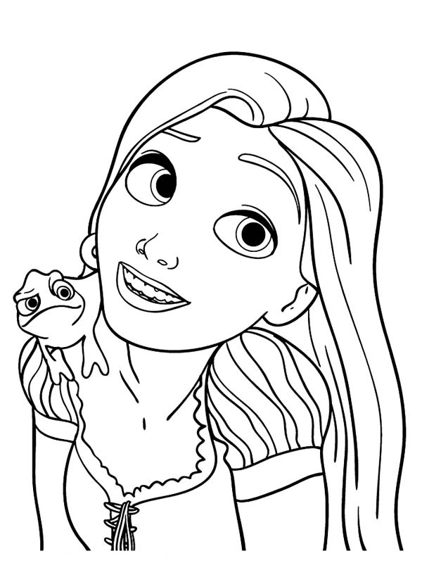 Camaleão nos ombros da Rapunzel Desenho para Colorir Camaleão nos ombros da Rapunzel Desenho para Colorir